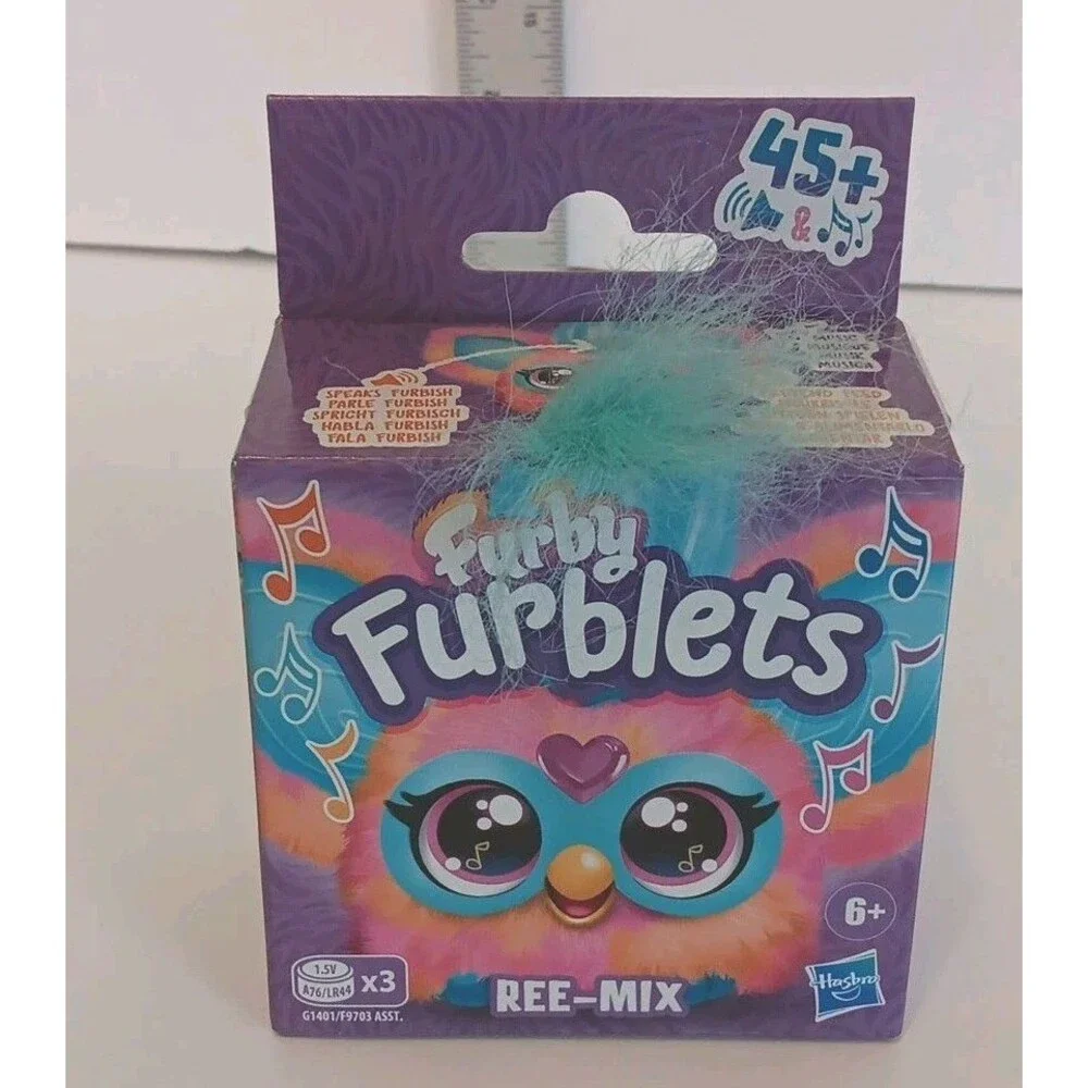 Furby Furblets Ree-Mix Electronic Singing 45+ Sounds Plush Blue Pink Hip-Hop Toy